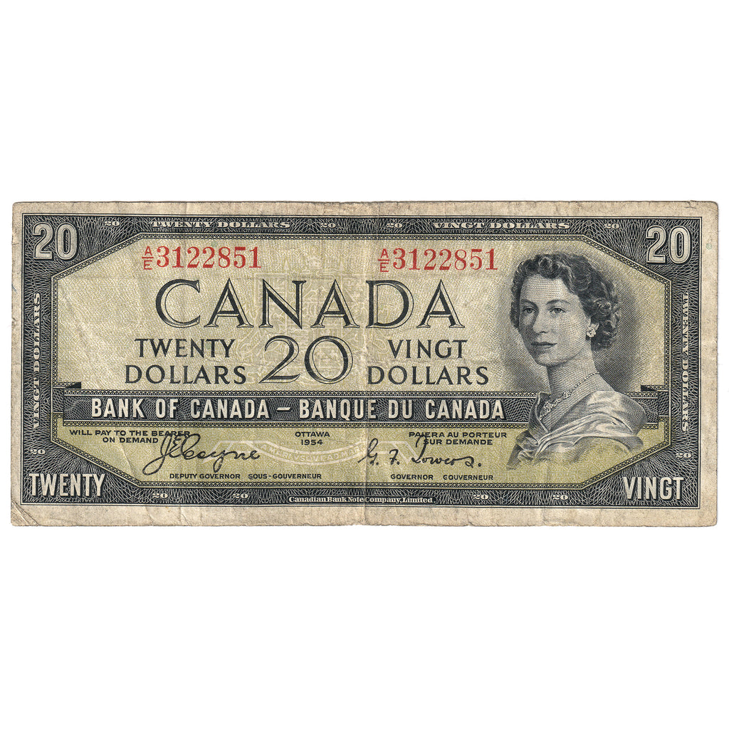 BC-33a 1954 Canada $20 Coyne-Towers, Devil's Face, A/E, VG-F (VG10)