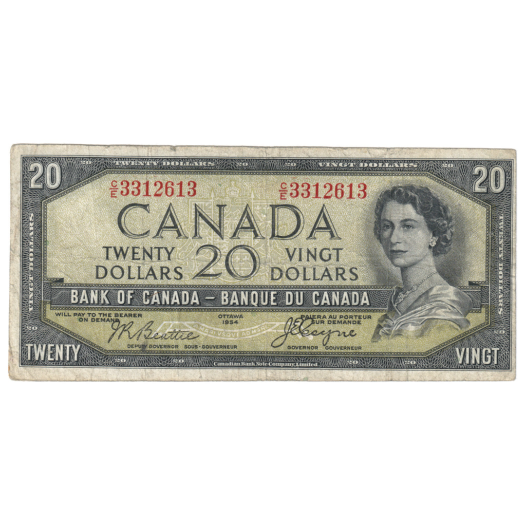 BC-33b 1954 Canada $20 Beattie-Coyne, Devil's Face, C/E, Circ