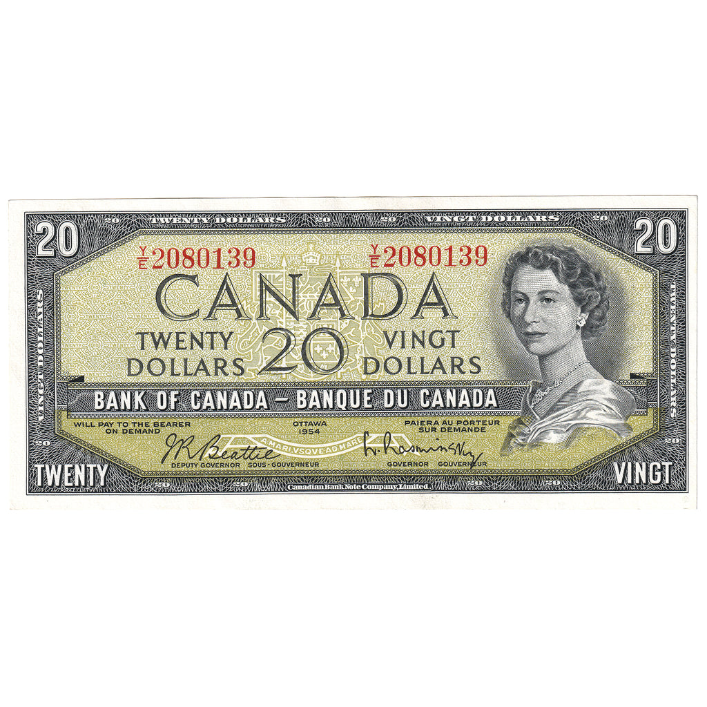 BC-41b 1954 Canada $20 Beattie-Rasminsky, Y/E, AU-UNC