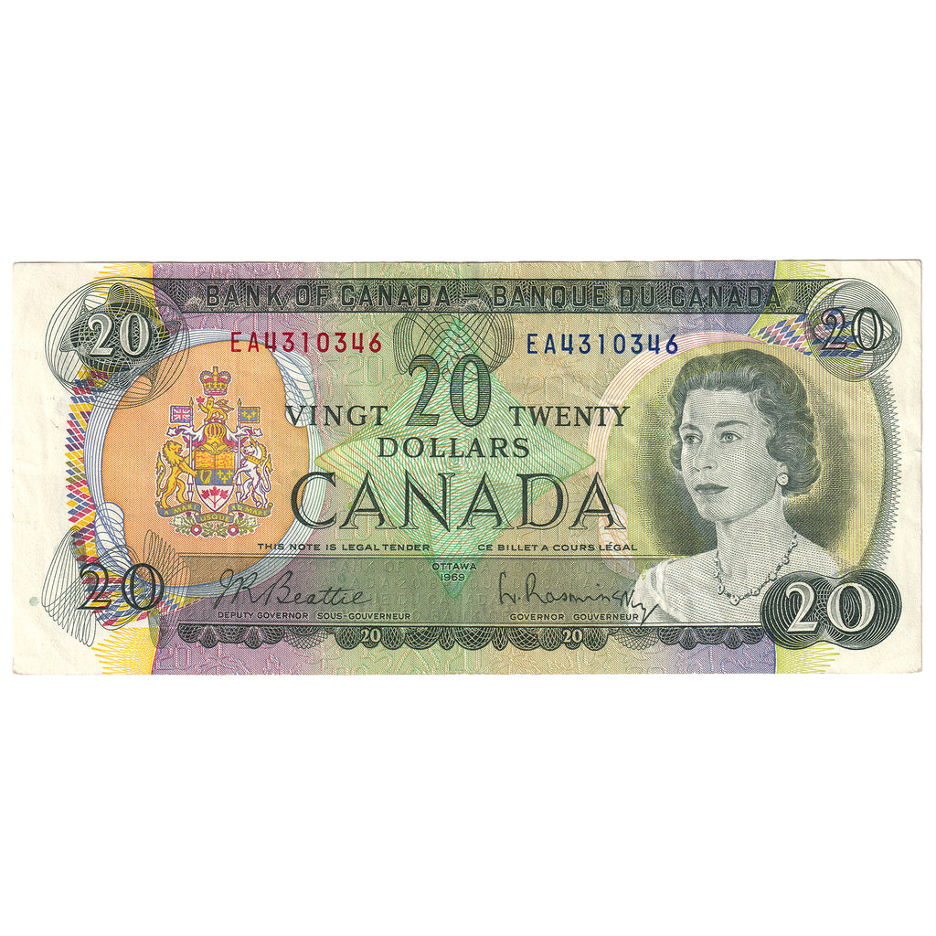 BC-50a 1969 Canada $20 Beattie-Rasminsky, EA, Circ