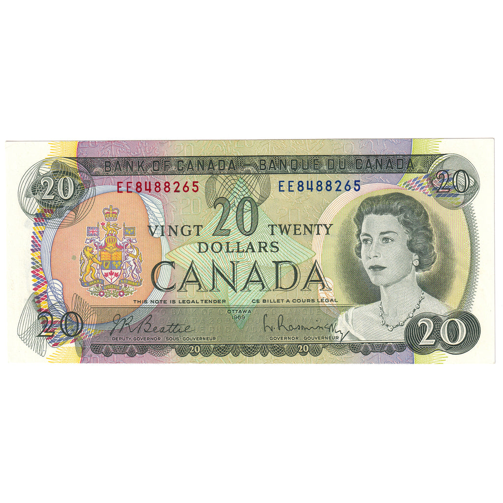 BC-50a 1969 Canada $20 Beattie-Rasminsky, EE, UNC