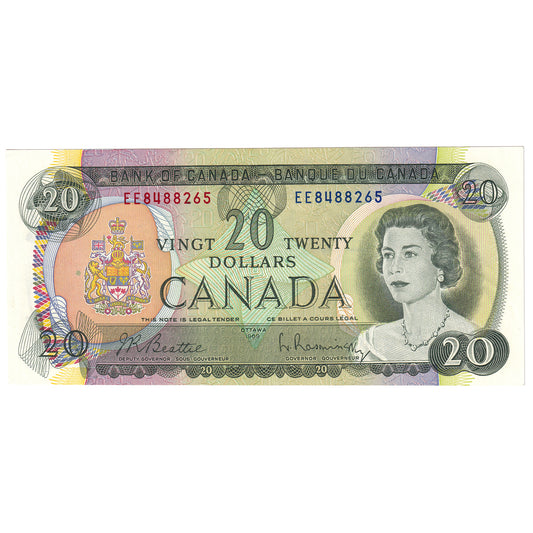 BC-50a 1969 Canada $20 Beattie-Rasminsky, EE, UNC