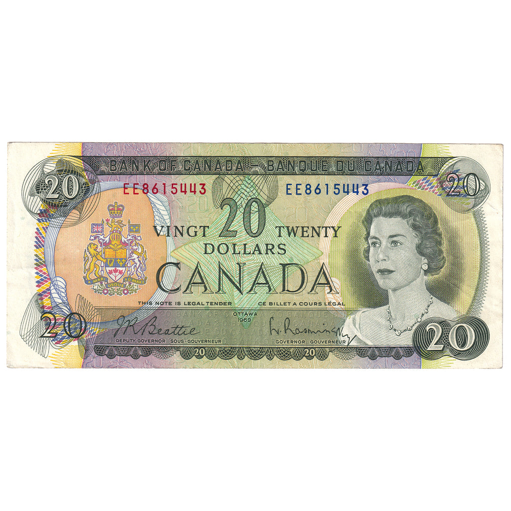 BC-50a 1969 Canada $20 Beattie-Rasminsky, EE, Circ