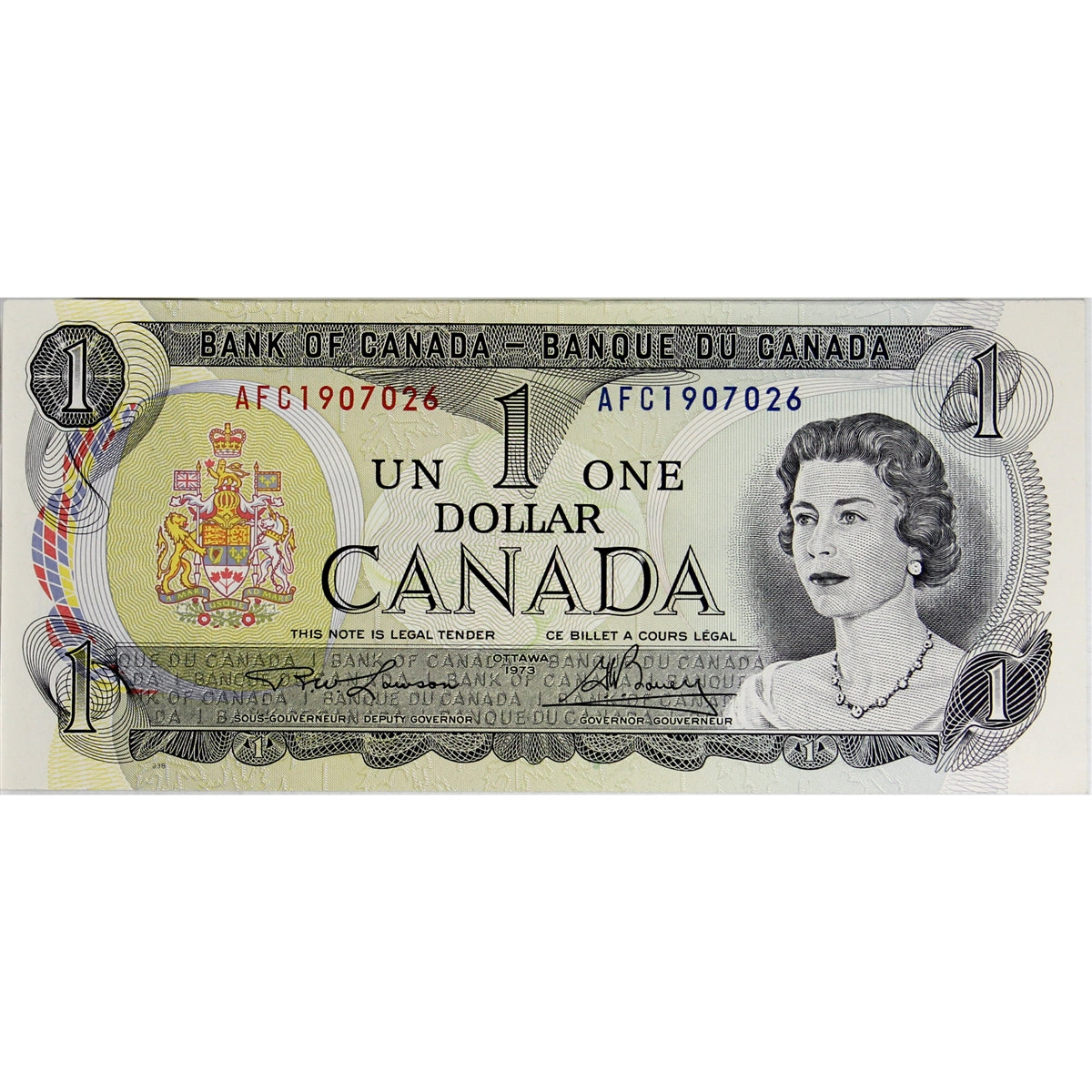 BC-46a-i 1973 Canada $1 Lawson-Bouey, AFC, Uncirculated (MS60)