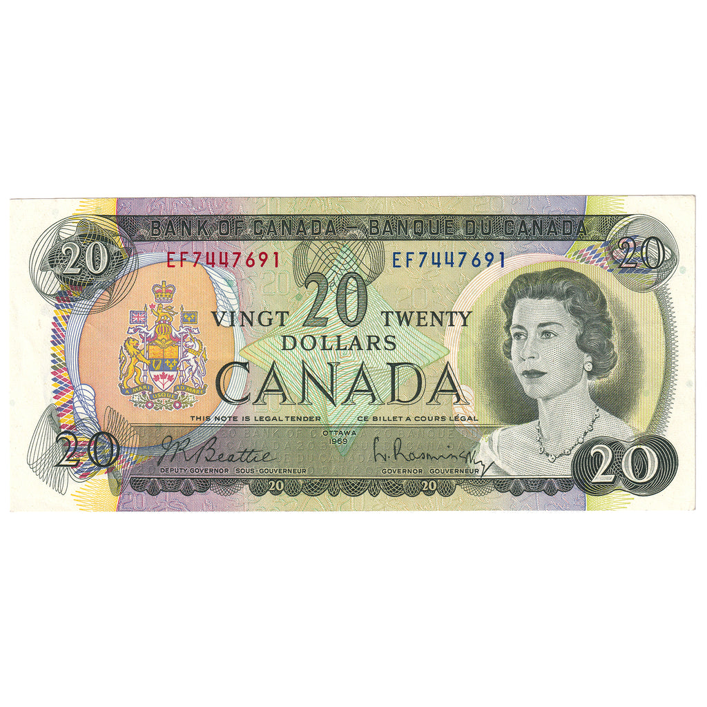 BC-50a 1969 Canada $20 Beattie-Rasminsky, EF, Circ