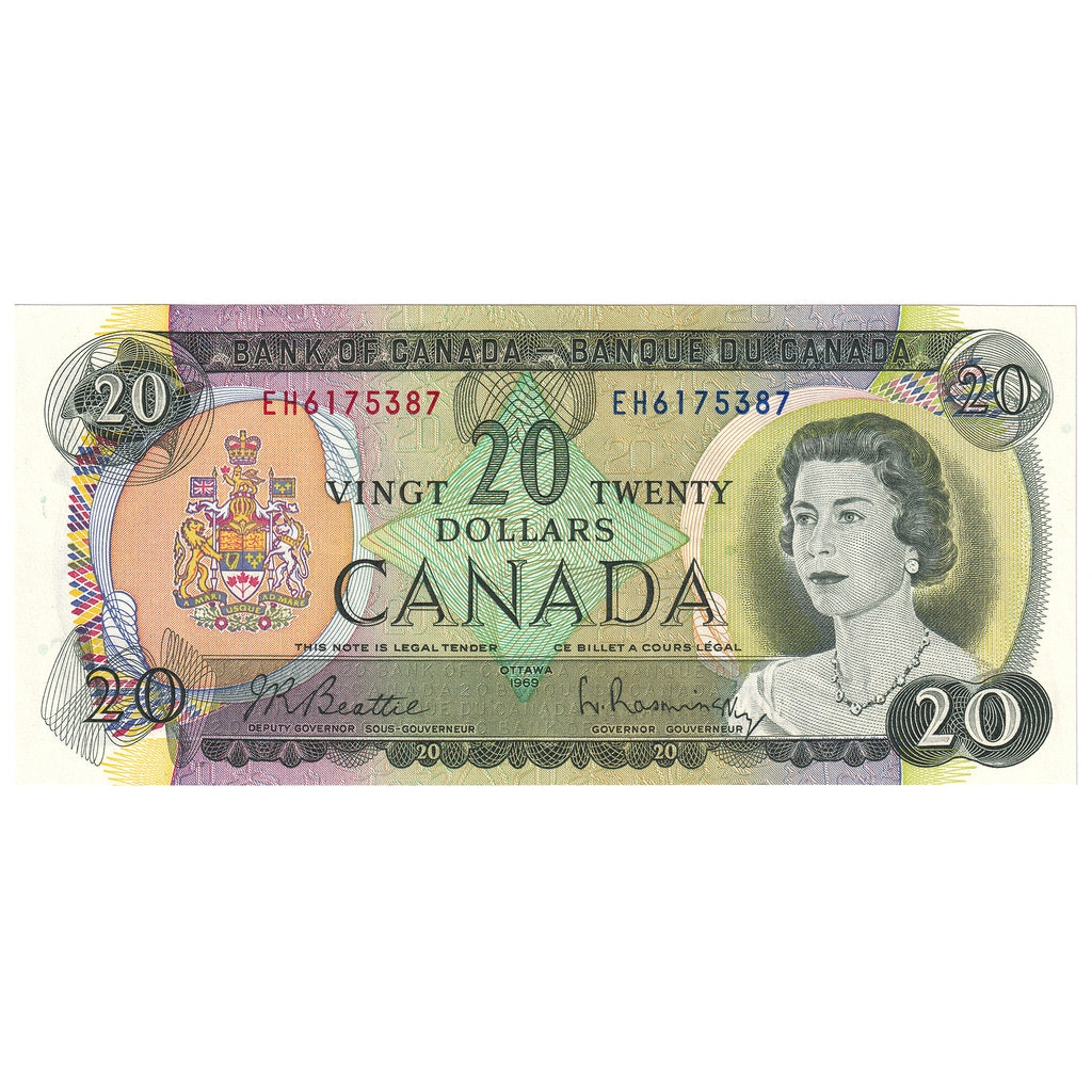 BC-50a 1969 Canada $20 Beattie-Rasminsky, EH, AU-UNC