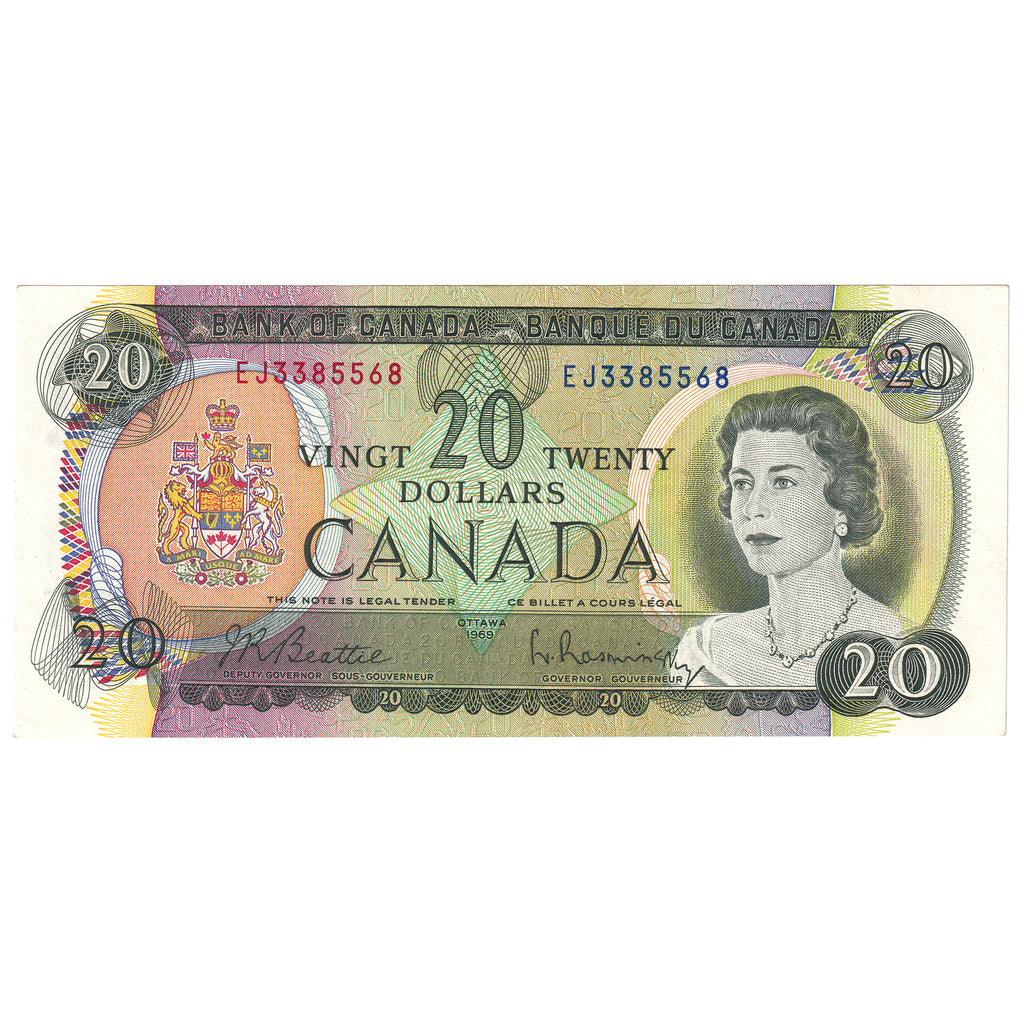 BC-50a 1969 Canada $20 Beattie-Rasminsky, EJ, EF-AU (EF45)
