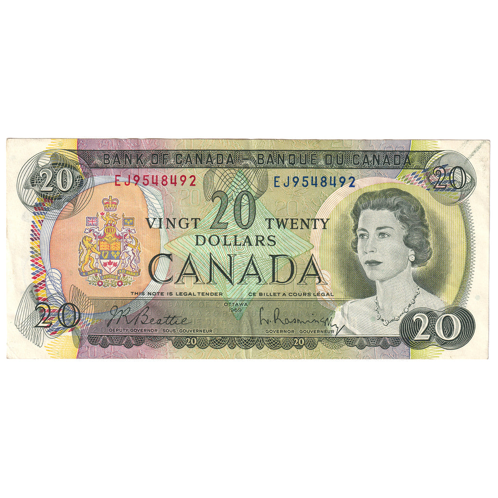 BC-50a 1969 Canada $20 Beattie-Rasminsky, EJ, Circ