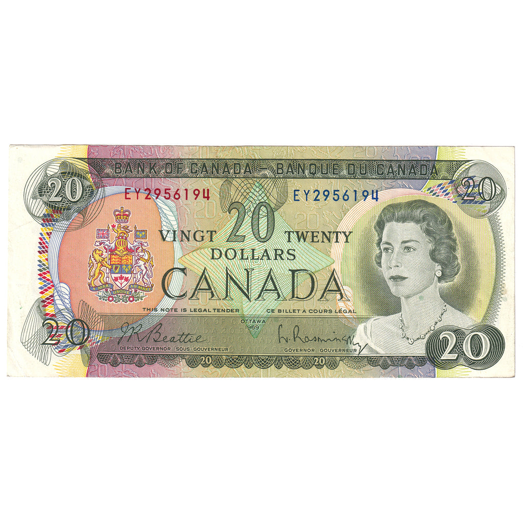 BC-50a 1969 Canada $20 Beattie-Rasminsky, EY, Circ