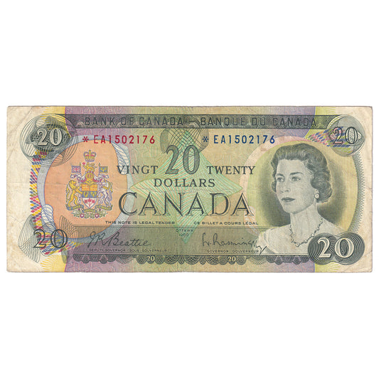 BC-50aA 1969 Canada $20 Beattie-Rasminsky, *EA, VG-F