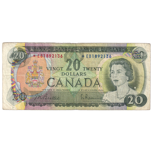 BC-50aA 1969 Canada $20 Beattie-Rasminsky, *EB, Circ