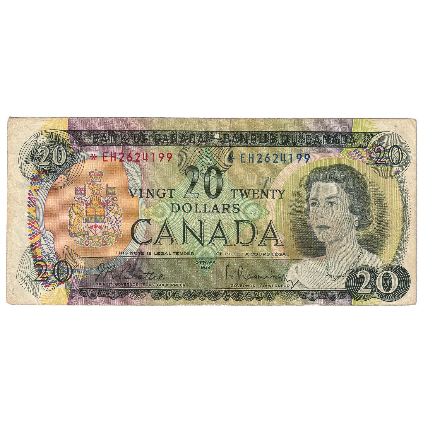 BC-50aA 1969 Canada $20 Beattie-Rasminsky, *EH, Circ