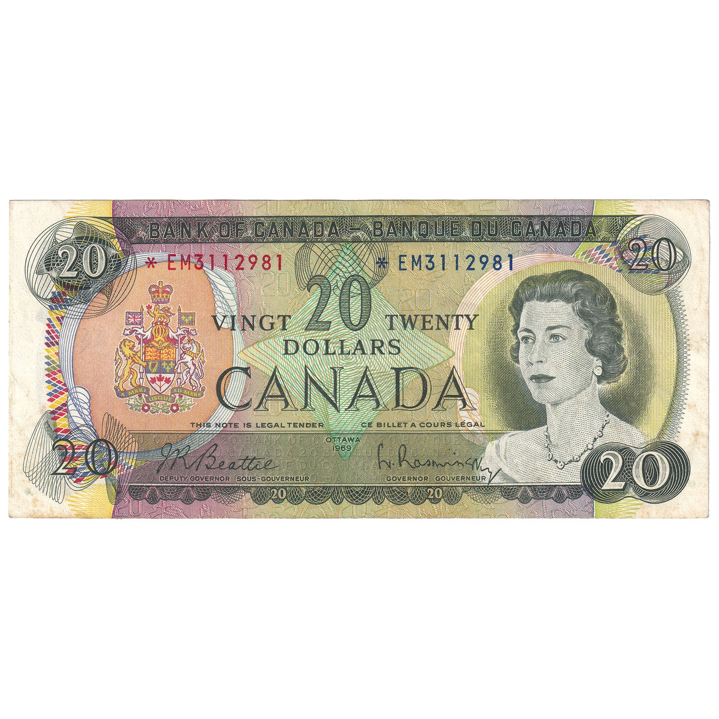 BC-50aA 1969 Canada $20 Beattie-Rasminsky, *EM, EF-AU