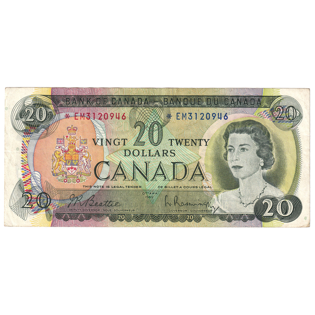 BC-50aA 1969 Canada $20 Beattie-Rasminsky, *EM, VF