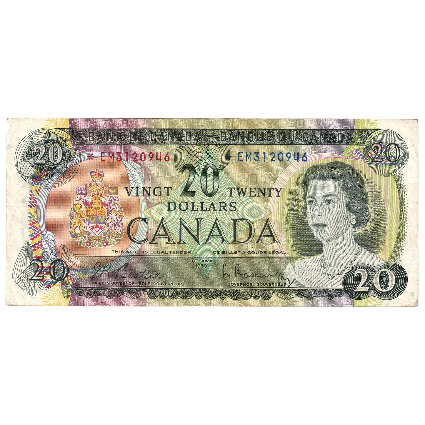 BC-50aA 1969 Canada $20 Beattie-Rasminsky, *EM, VF