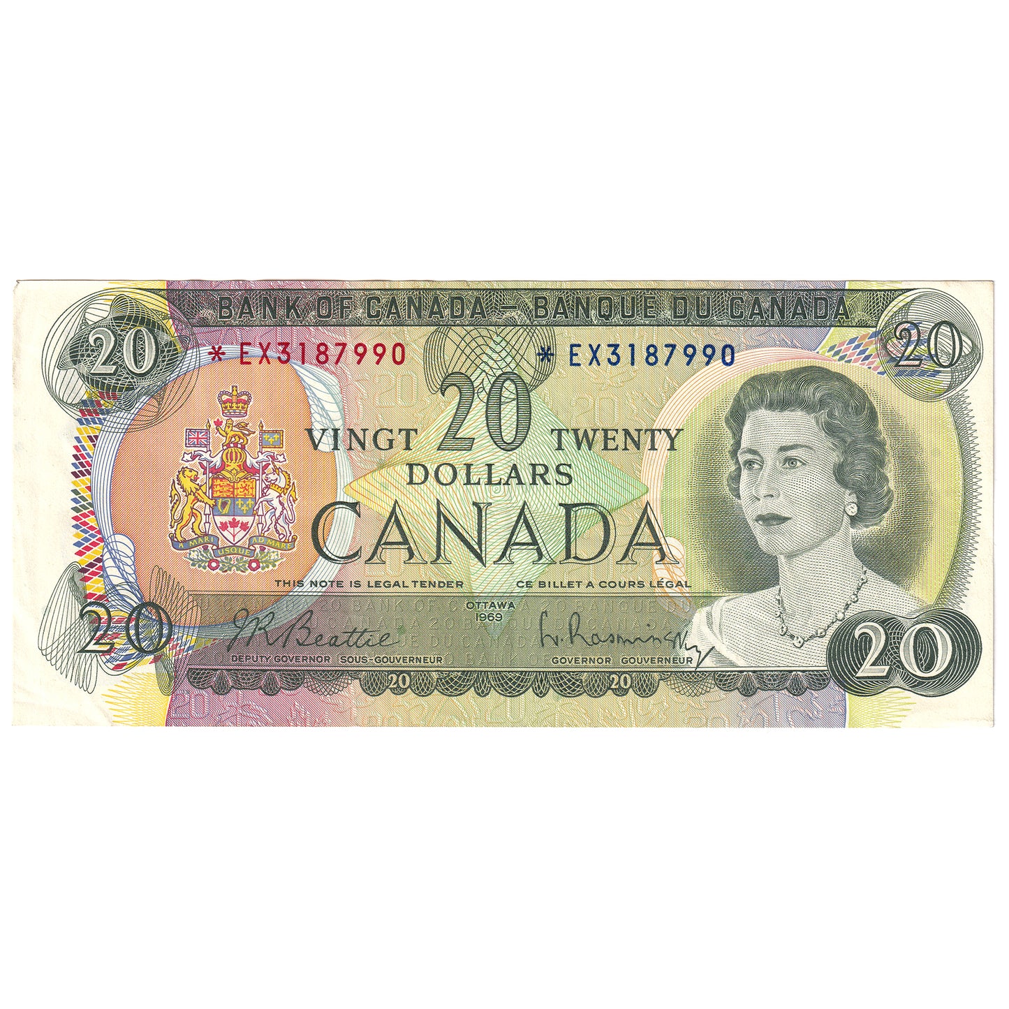 BC-50aA 1969 Canada $20 Beattie-Rasminsky, *EX, VF-EF