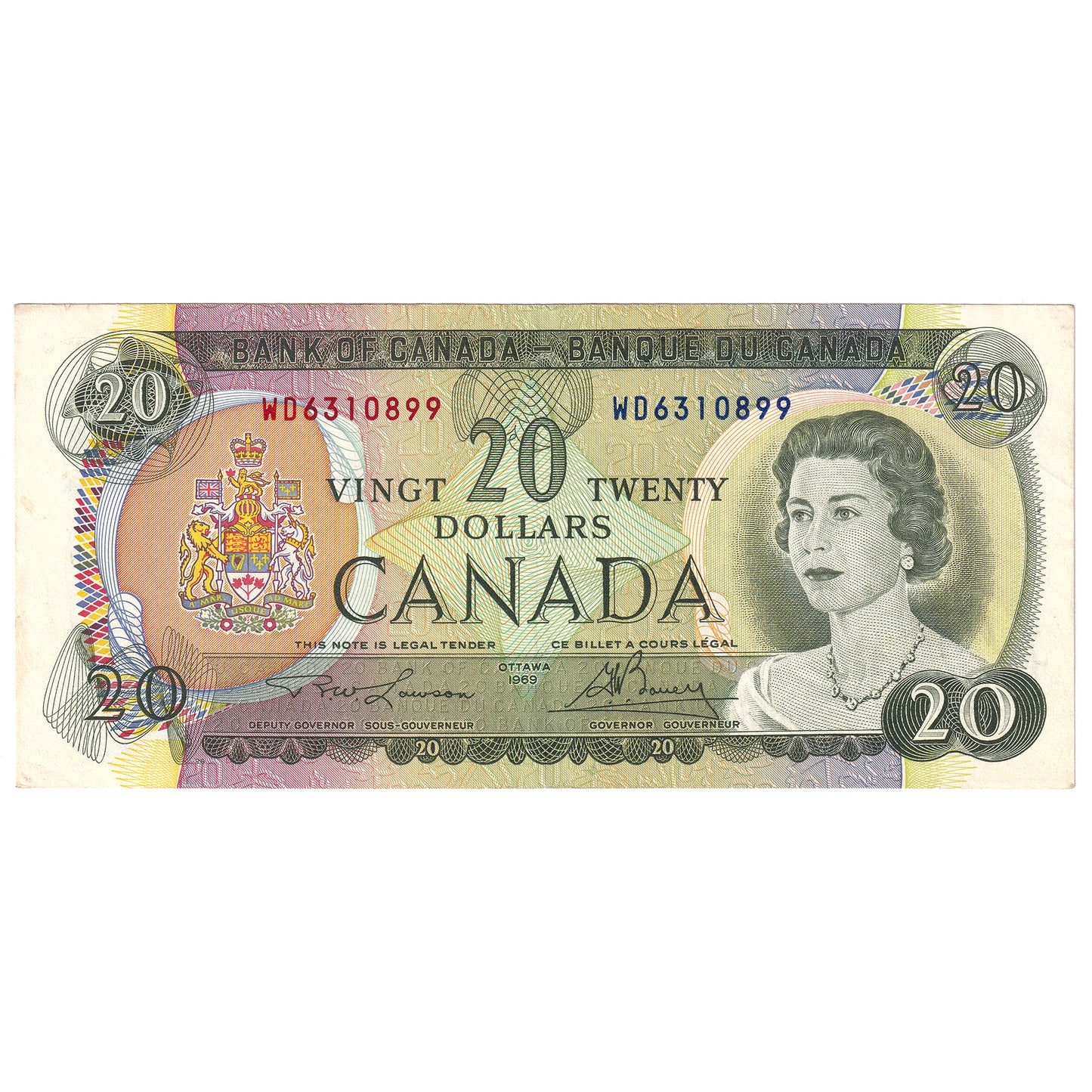 BC-50b 1969 Canada $20 Lawson-Bouey, WD, EF-AU