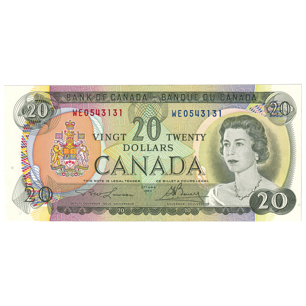 BC-50b 1969 Canada $20 Lawson-Bouey, WE, Uncirculated (MS60)