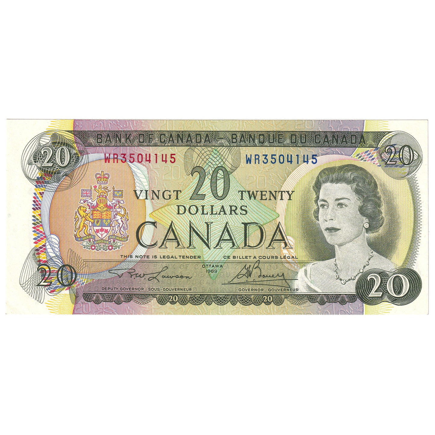 BC-50b 1969 Canada $20 Lawson-Bouey, WR, Extra Fine (EF40)