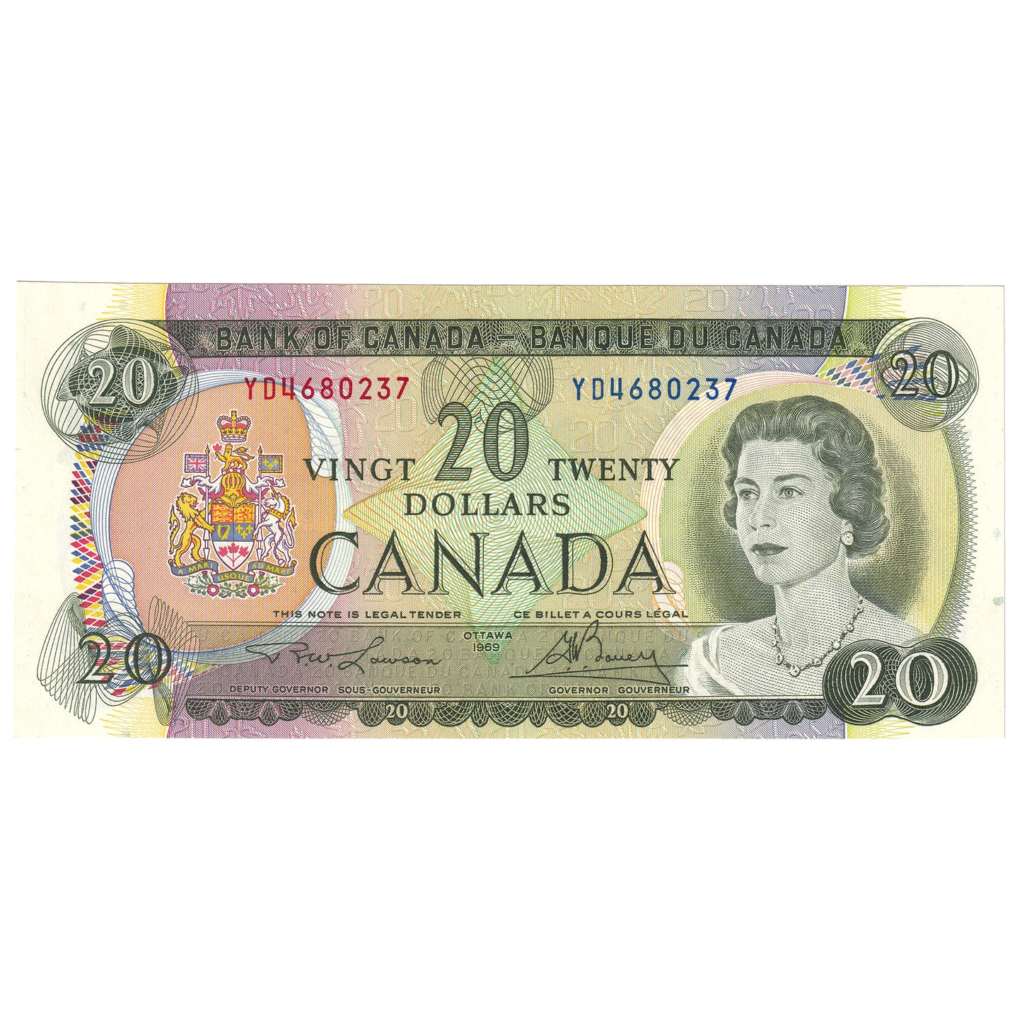 BC-50b 1969 Canada $20 Lawson-Bouey, YD, CUNC