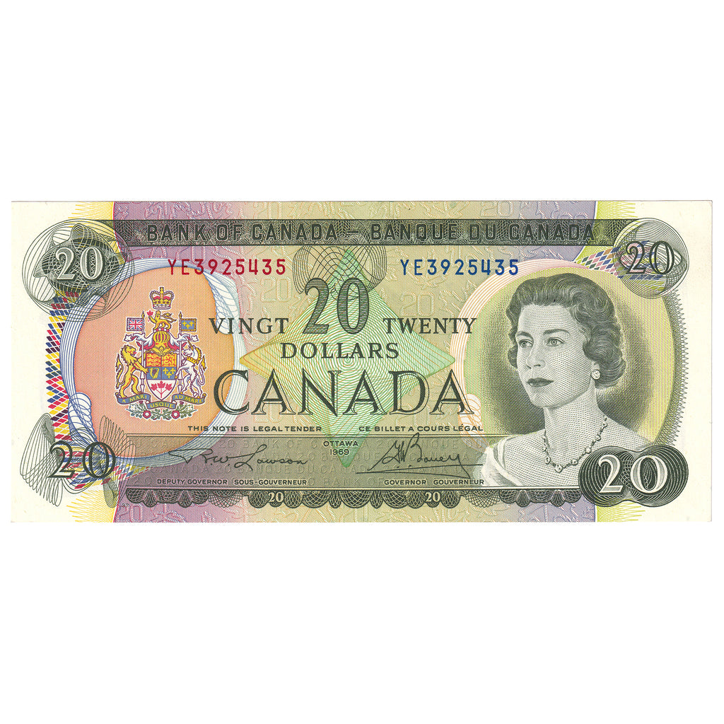BC-50b 1969 Canada $20 Lawson-Bouey, YE, UNC