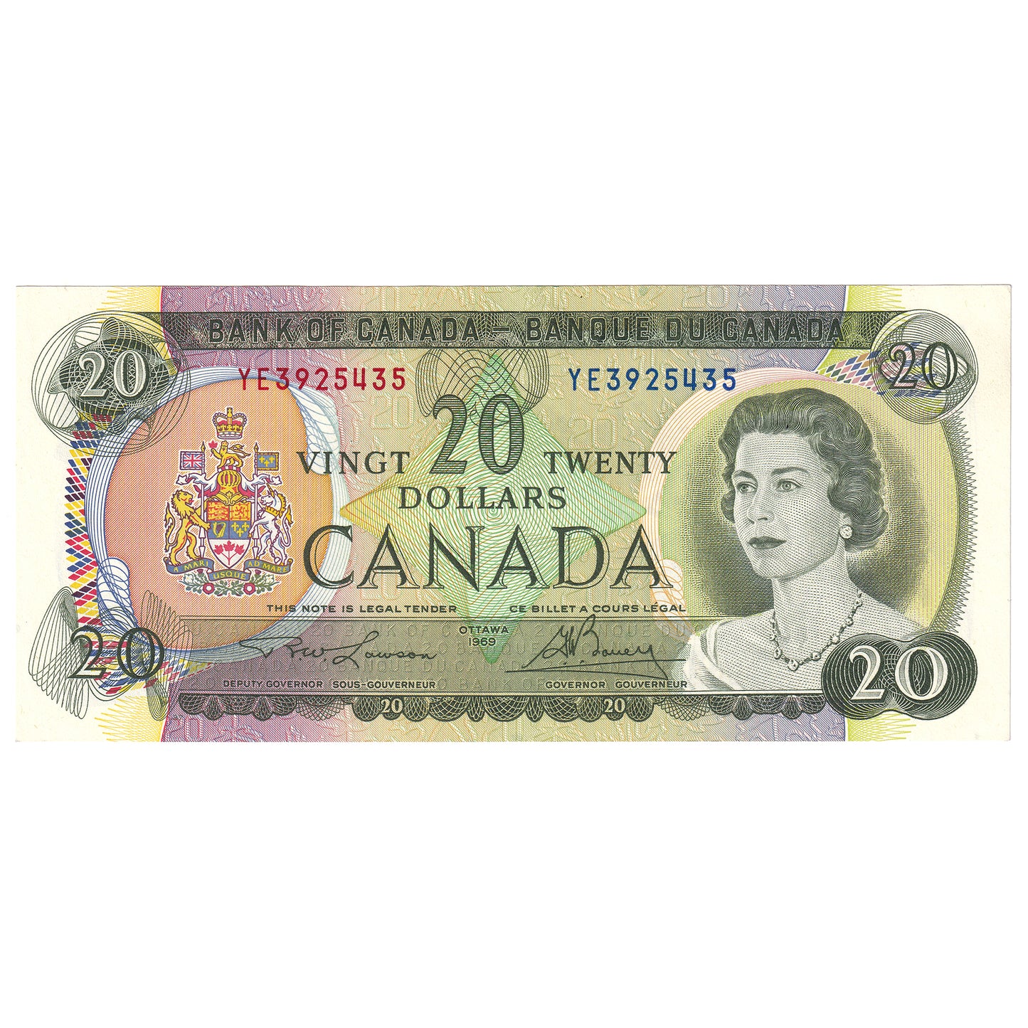 BC-50b 1969 Canada $20 Lawson-Bouey, YE, UNC