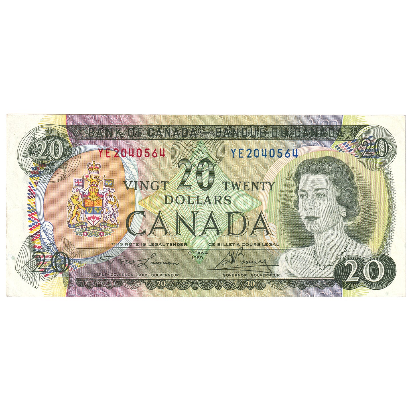 BC-50b 1969 Canada $20 Lawson-Bouey, YE, Circ