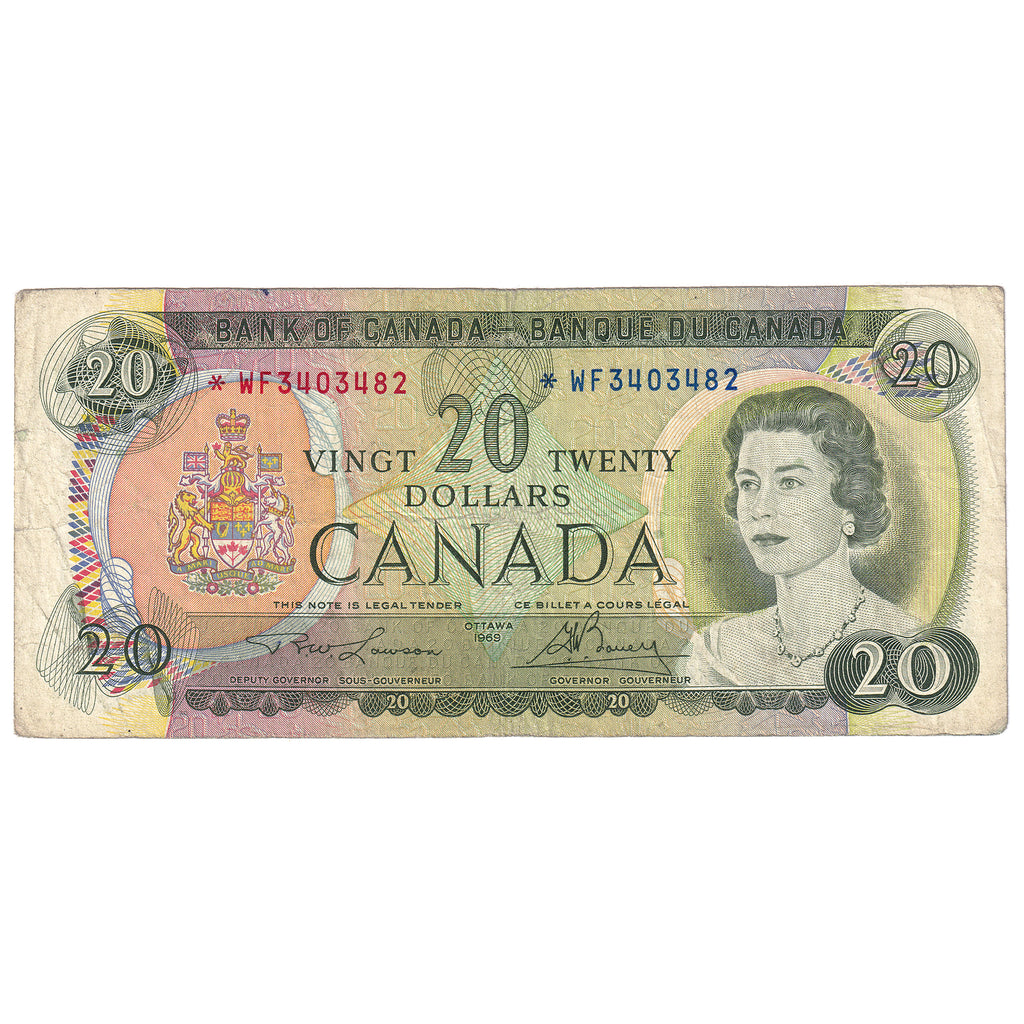 BC-50bA 1969 Canada $20 Lawson-Bouey, *WF, Circ