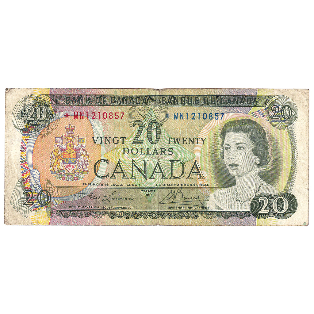 BC-50bA 1969 Canada $20 Lawson-Bouey, *WN, F-VF