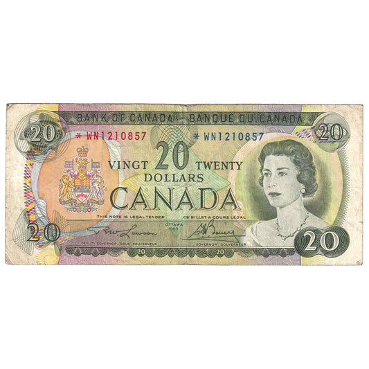 BC-50bA 1969 Canada $20 Lawson-Bouey, *WN, F-VF