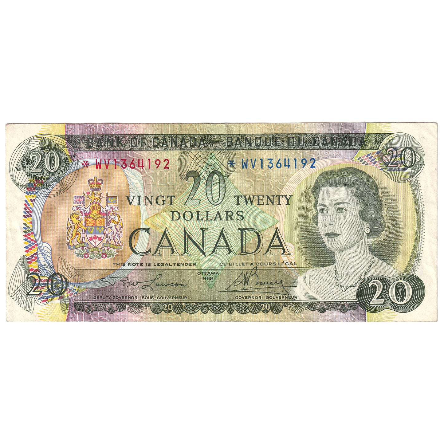 BC-50bA 1969 Canada $20 Lawson-Bouey, *WV, EF