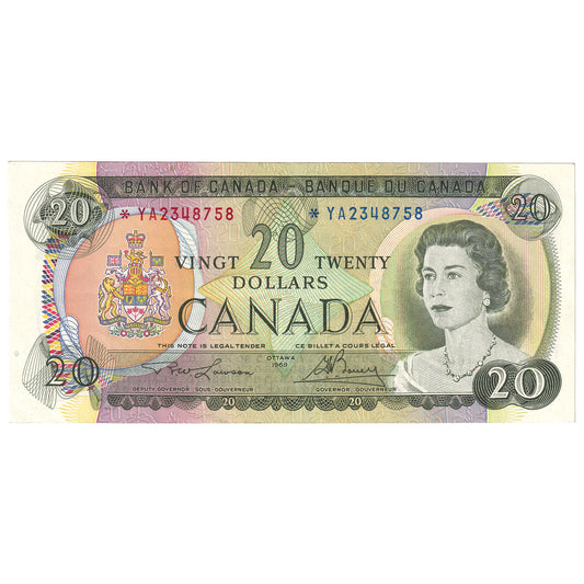 BC-50bA 1969 Canada $20 Lawson-Bouey, *YA, AU