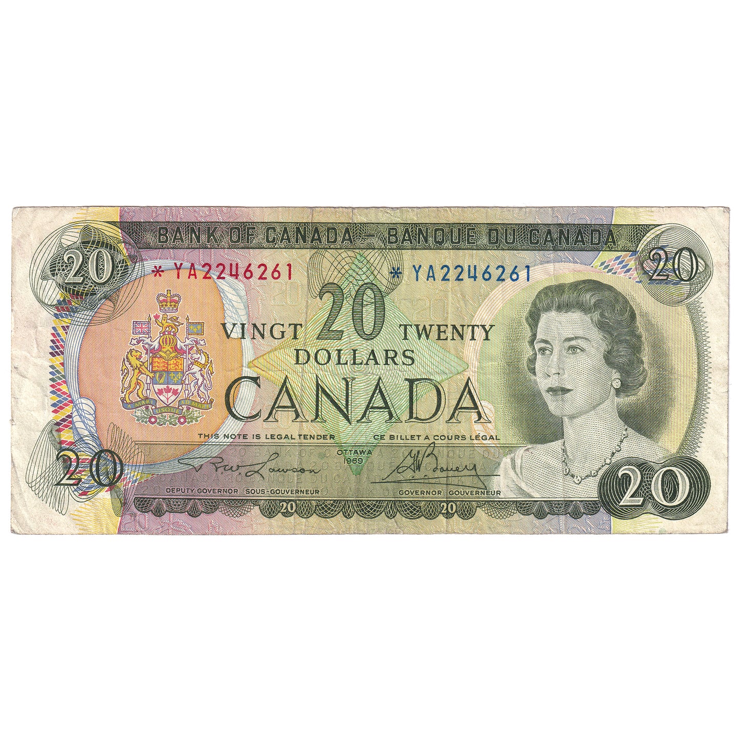 BC-50bA 1969 Canada $20 Lawson-Bouey, *YA, Circ