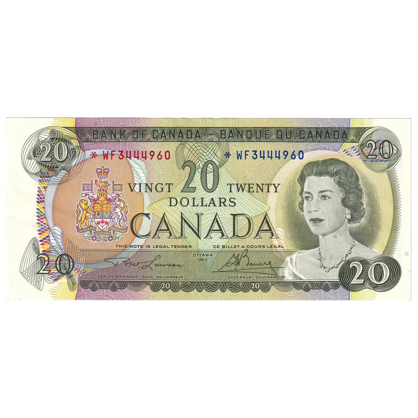 BC-50bA 1969 Canada $20 Lawson-Bouey, *WF, EF-AU