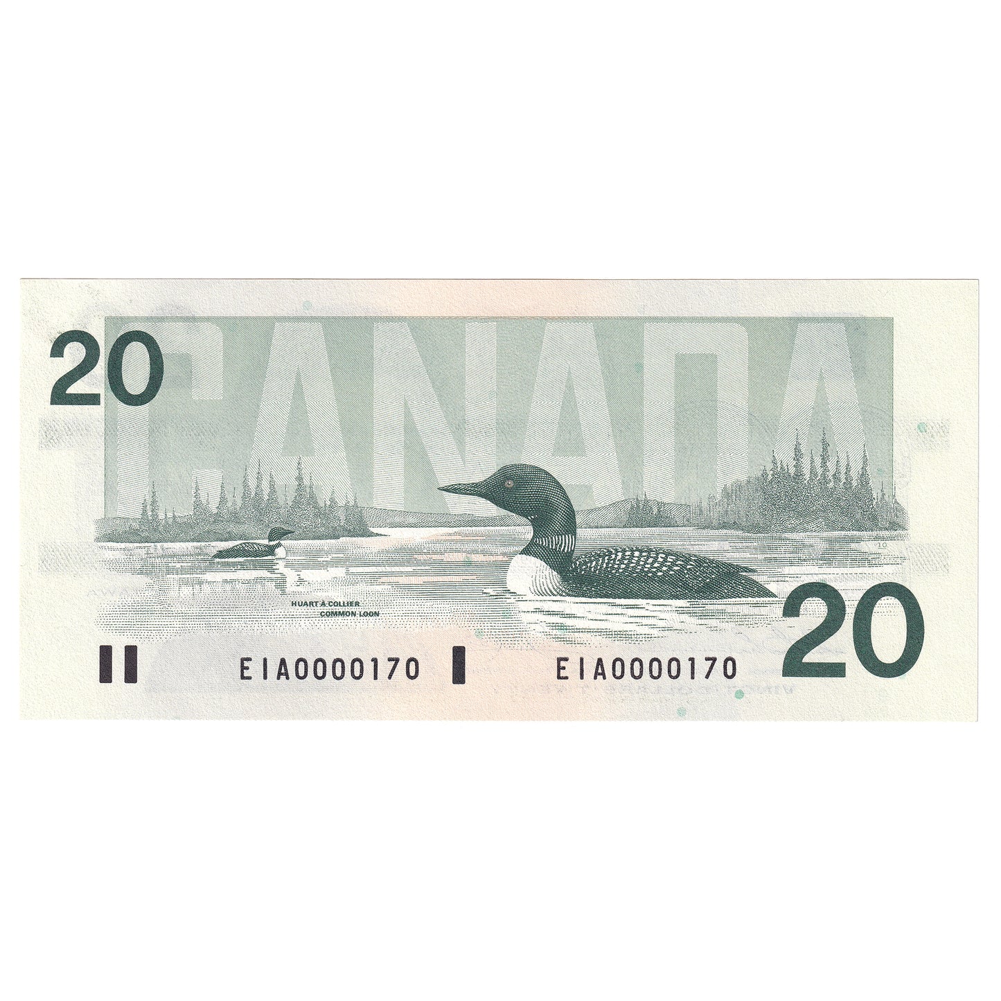 BC-58a-N5-iv 1991 Canada $20 Thiessen-Crow, Low Serial Number EIA0000170, UNC