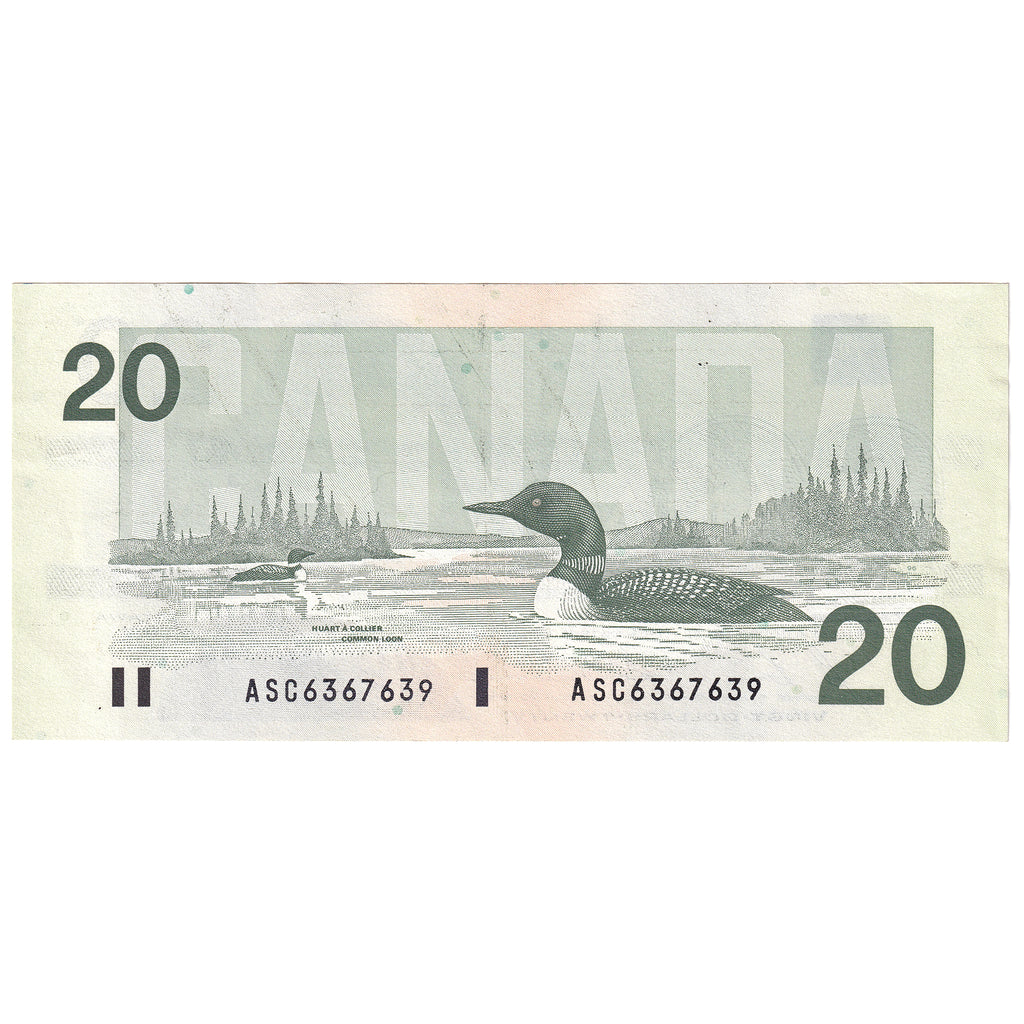 BC-58b-i 1991 Canada $20 Bonin-Thiessen, ASC, Almost Uncirculated (AU50)