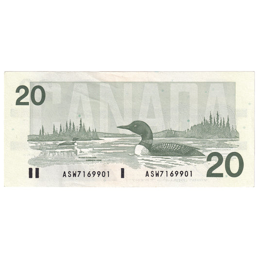 BC-58b-i 1991 Canada $20 Bonin-Thiessen, ASW, Almost Uncirculated (AU50)