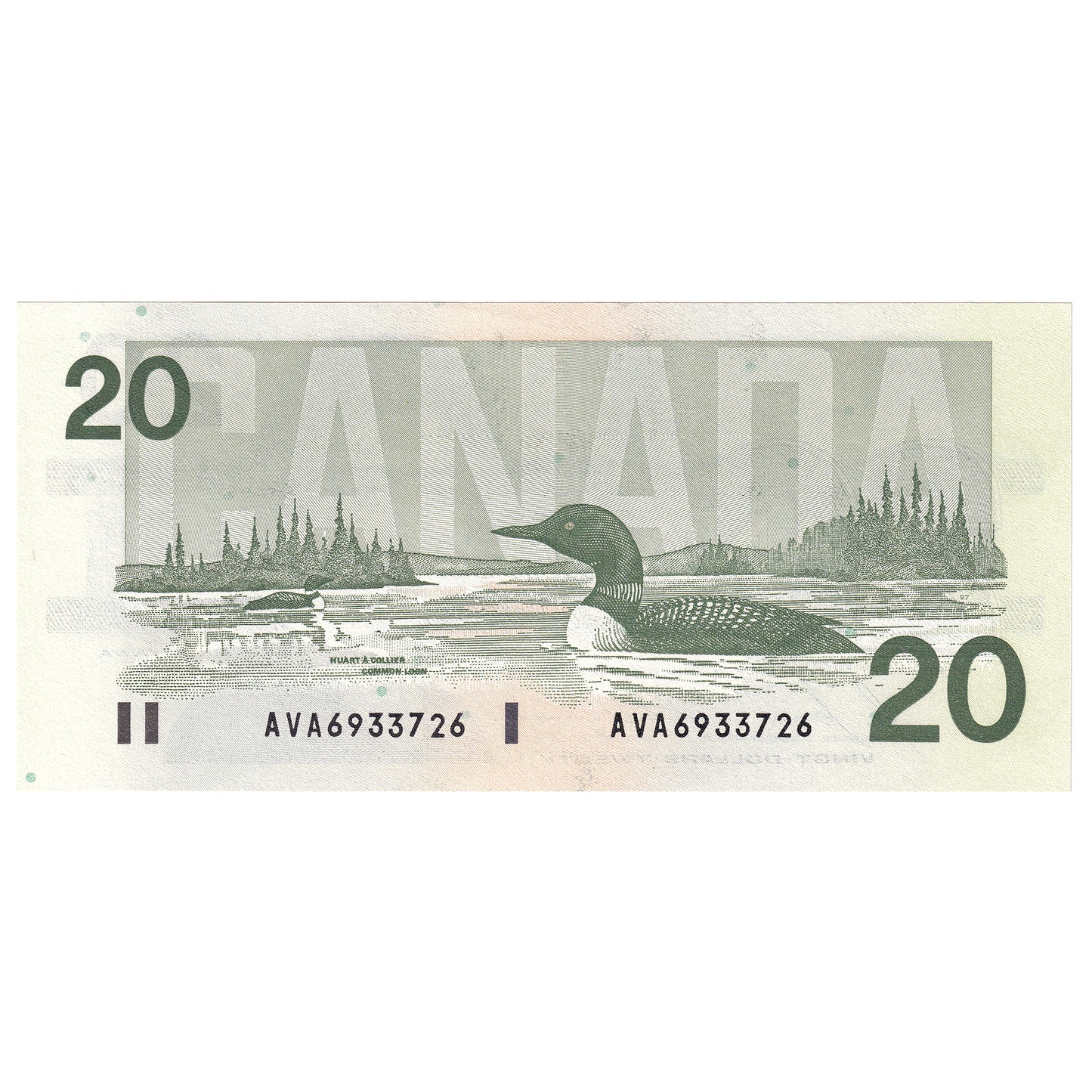 BC-58b-i 1991 Canada $20 Bonin-Thiessen, AVA, AU-UNC (AU55)