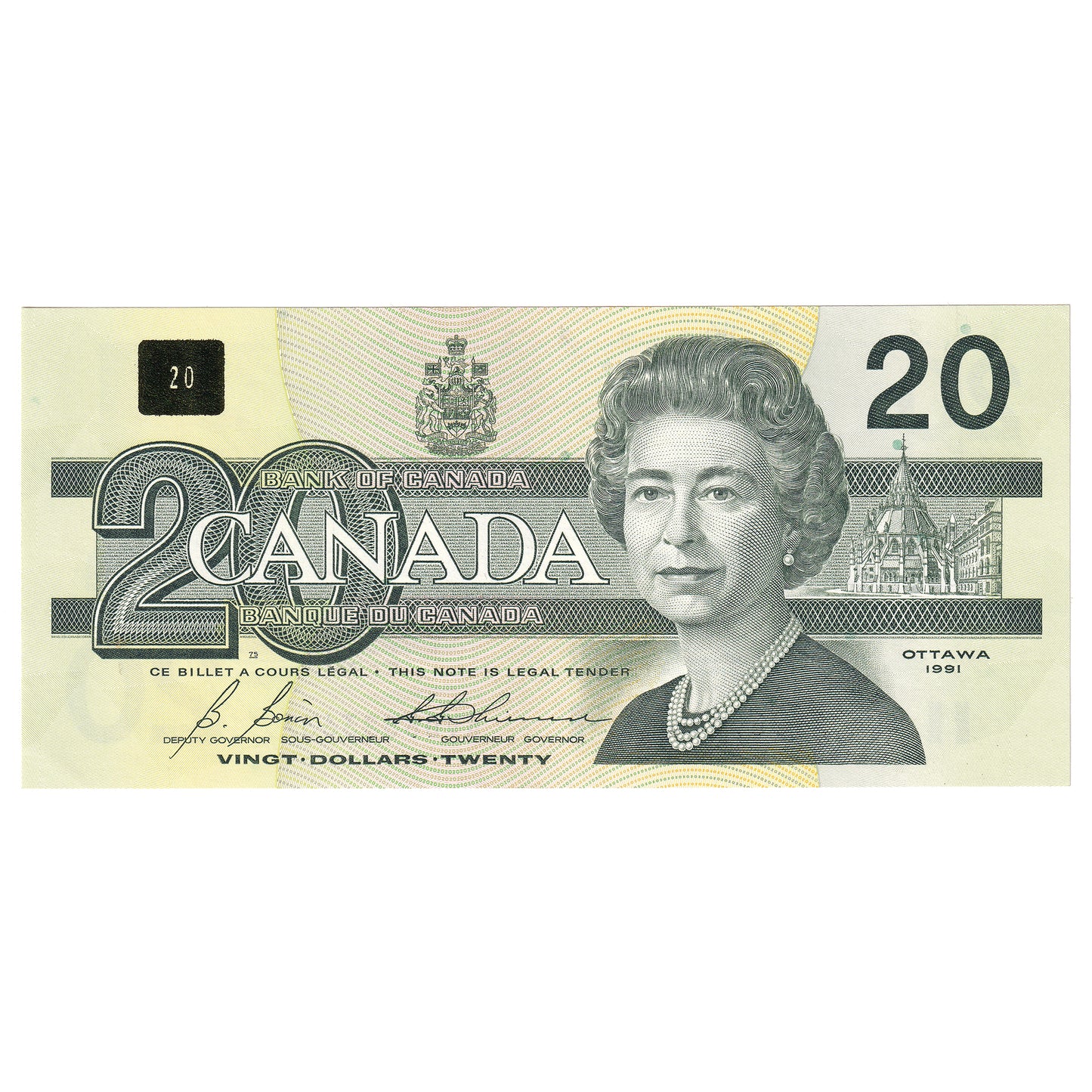 BC-58b-i 1991 Canada $20 Bonin-Thiessen, AVD, AU-UNC (AU55)