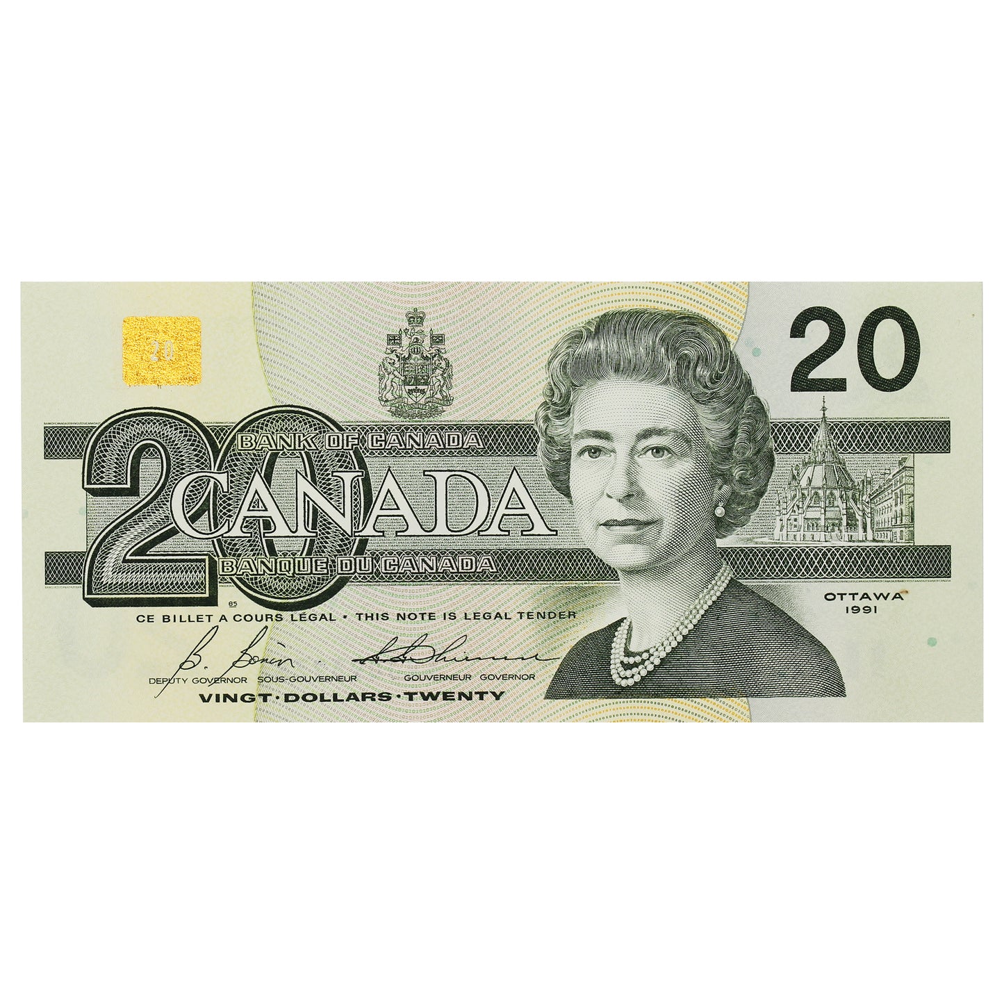 BC-58b-i 1991 Canada $20 Bonin-Thiessen, AVJ, Uncirculated (MS60)