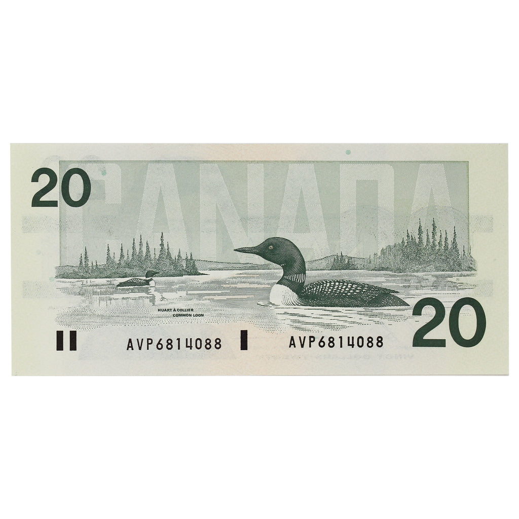 BC-58b-i 1991 Canada $20 Bonin-Thiessen, AVP, AU-UNC (AU55)