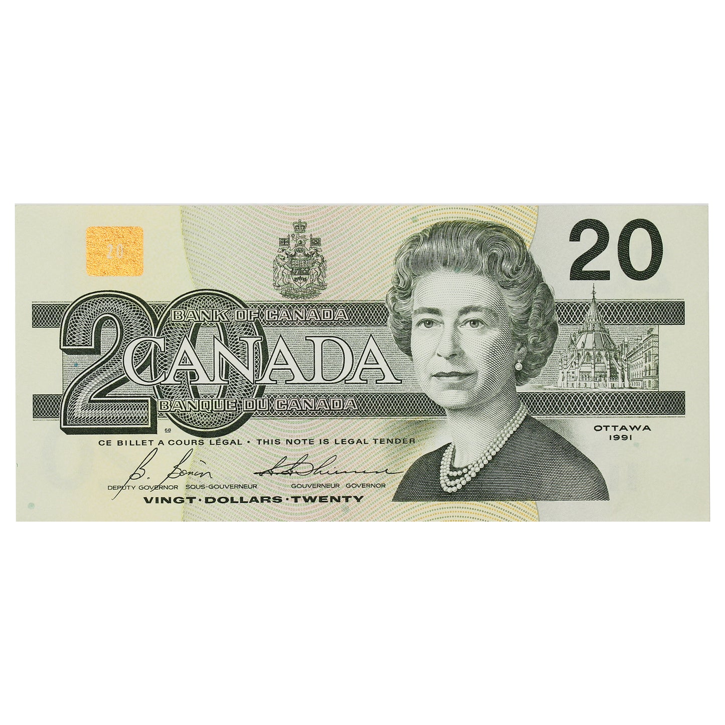 BC-58b-i 1991 Canada $20 Bonin-Thiessen, AVR, Almost Uncirculated (AU50)