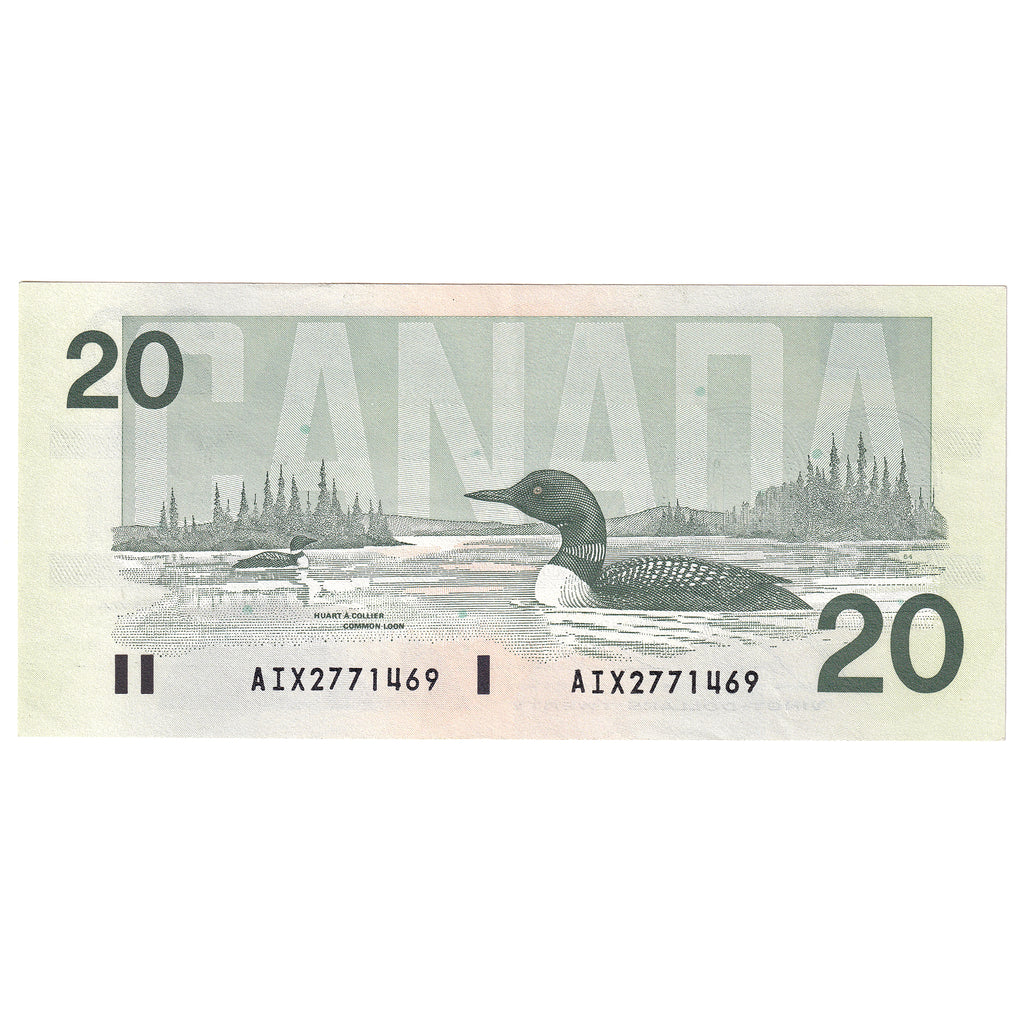 BC-58bA-i 1991 Canada $20 Bonin-Thiessen, AIX, Almost Uncirculated (AU50)