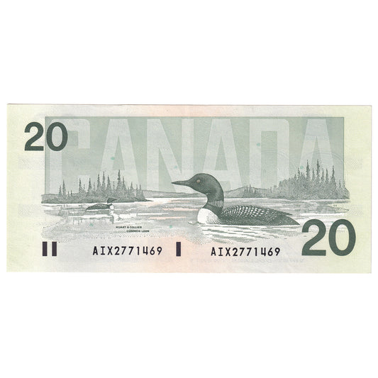 BC-58bA-i 1991 Canada $20 Bonin-Thiessen, AIX, Almost Uncirculated (AU50)