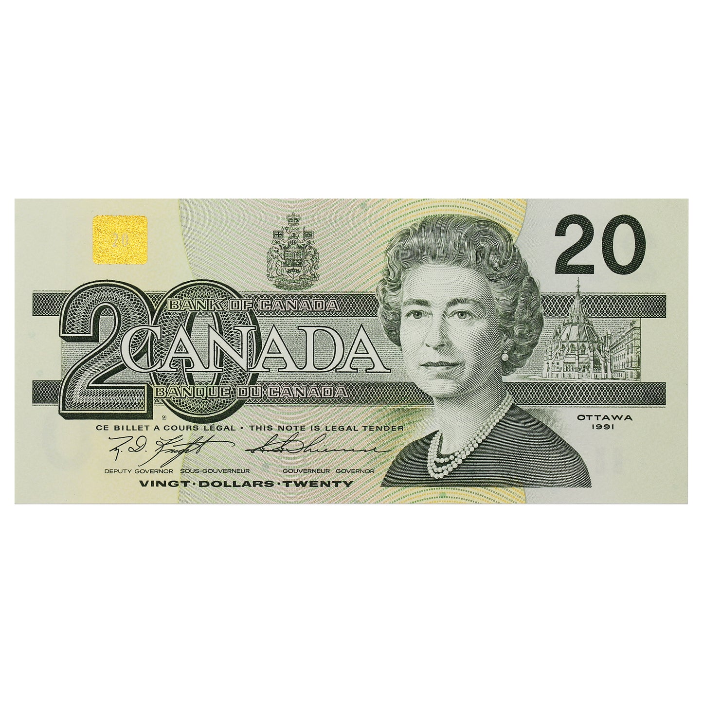 BC-58c 1991 Canada $20 Knight-Thiessen, AWD, AU-UNC (AU55)