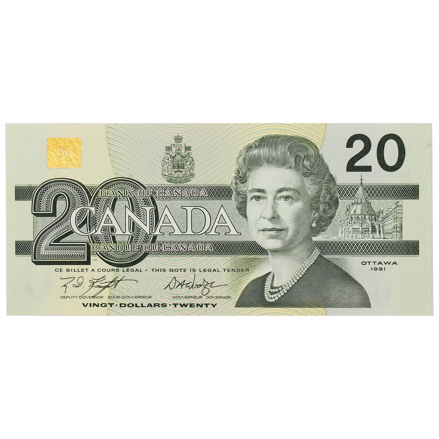 BC-58d 1991 Canada $20 Knight-Dodge, EWG, Choice Uncirculated (CUNC63)