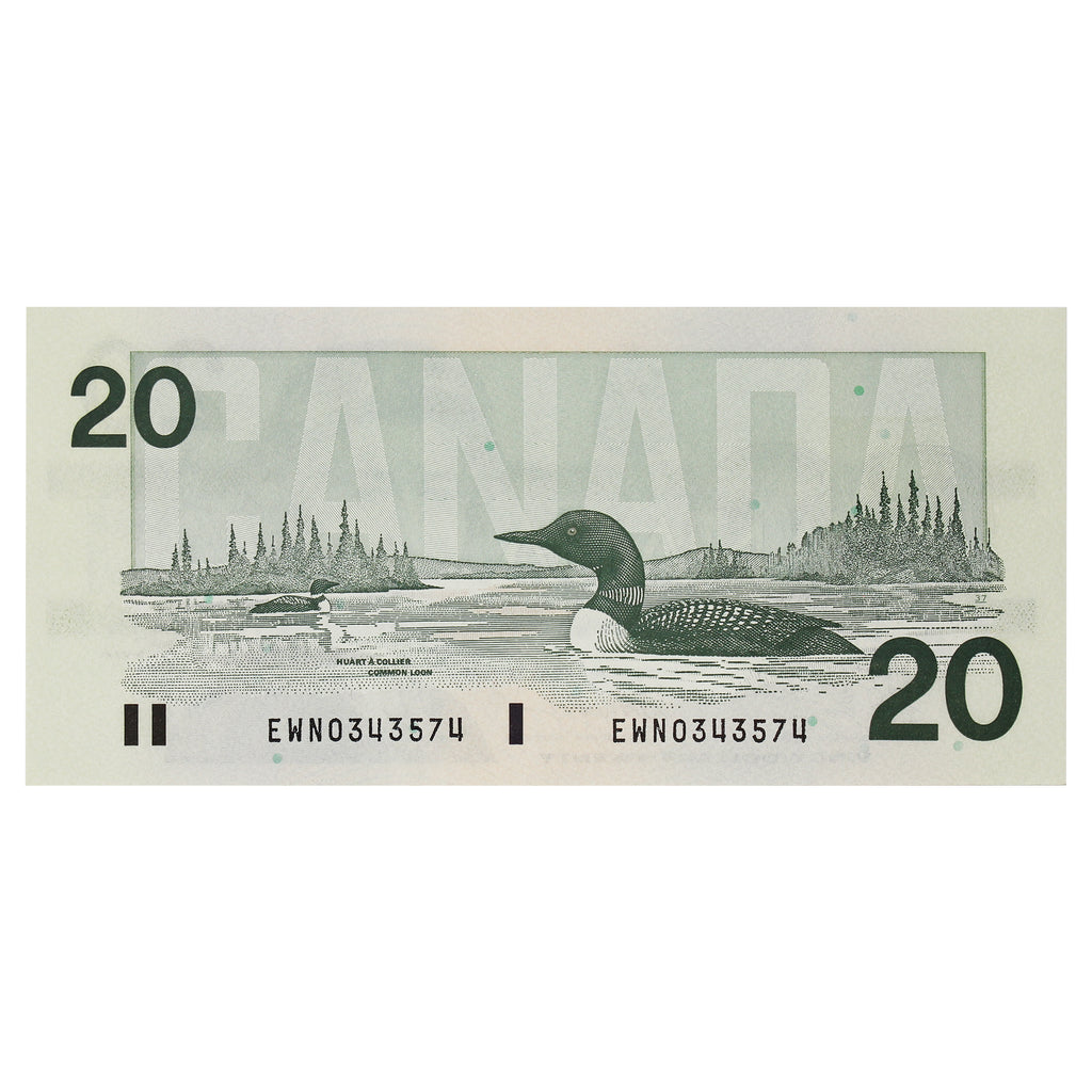 BC-58d 1991 Canada $20 Knight-Dodge, EWN, Almost Uncirculated (AU50)