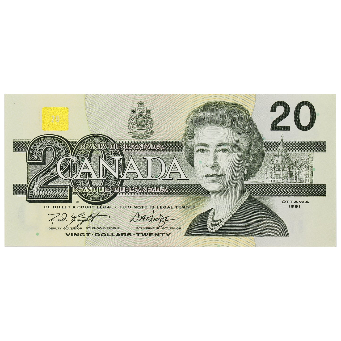 BC-58d-i 1991 Canada $20 Knight-Dodge, AWT, Uncirculated (MS60)