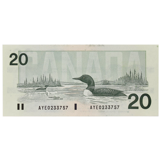 BC-58d-i 1991 Canada $20 Knight-Dodge, AYE, Almost Uncirculated (AU50)