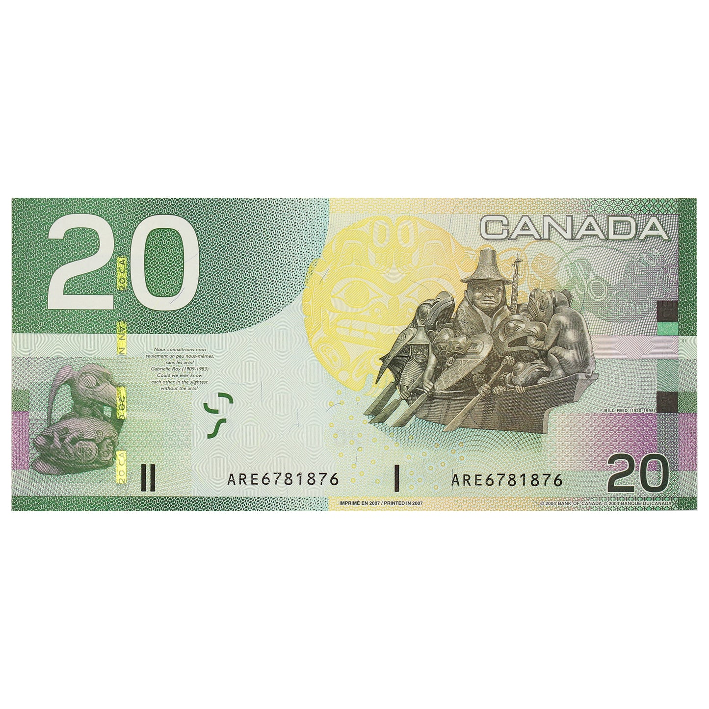 BC-64a-N1-iii 2007 Canada $20 Jenkins-Dodge, 4 Digit RADAR ARE6781876, EF-AU